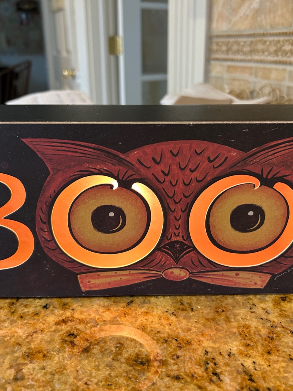 Retro Owl Wall Art Sign in Orange and Brown